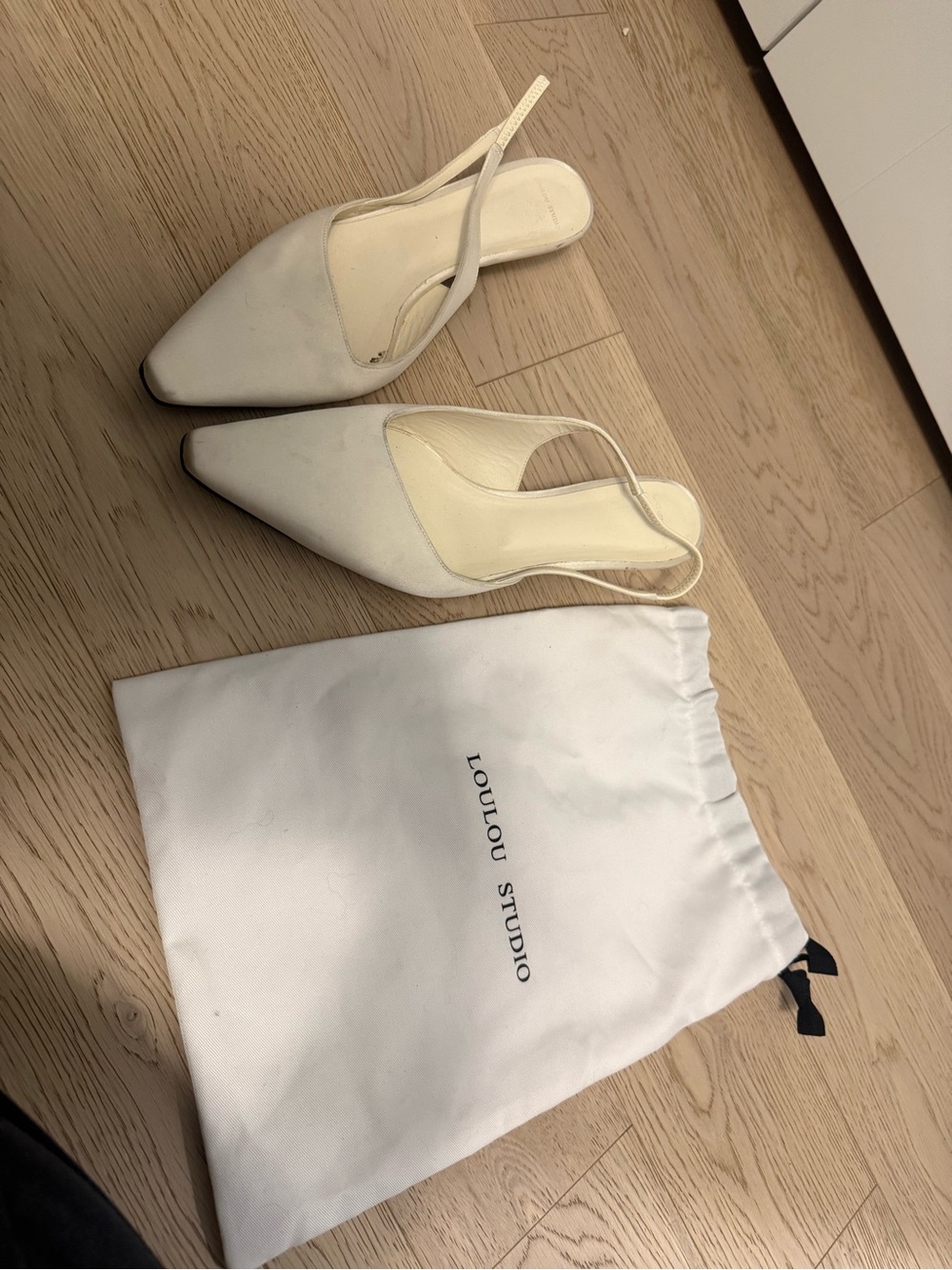 LOULOU STUDIO bridal ivory satin sling back Heels